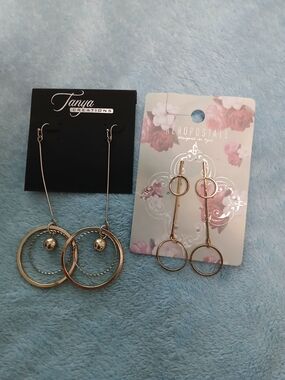 Aeropostale Gold Double Circle Drop Earrings